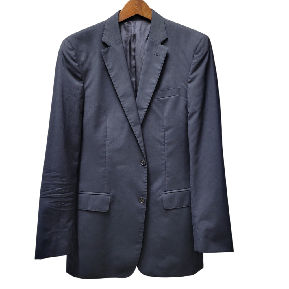 Valentino Men’s Fleece Wool Cupro Lining 2-Button Side-Vent Navy Blazer 40R